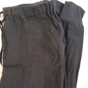 Joie, black linen joggers, size Small